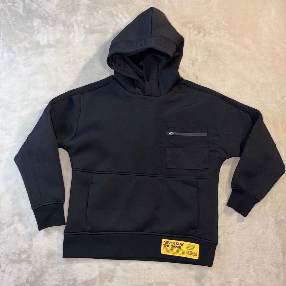 Zara‎ Kids Boys Black Tech Hoodie Never Stay The Same Sport Sweatshirt Size 8-9